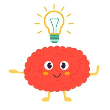 Train your brain poster with funny cartoon brain Stock Illustration