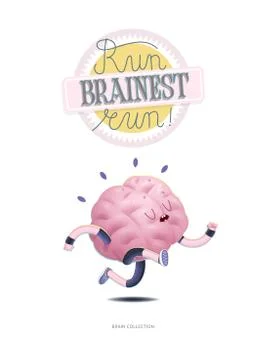 Train your brain poster with lettering, running Stock Illustration