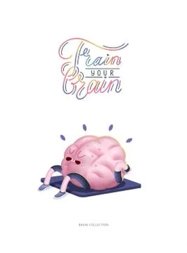 Train your brain poster with lettering, body up Stock Illustration