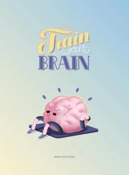 Train your brain poster with lettering, body up Stock Illustration