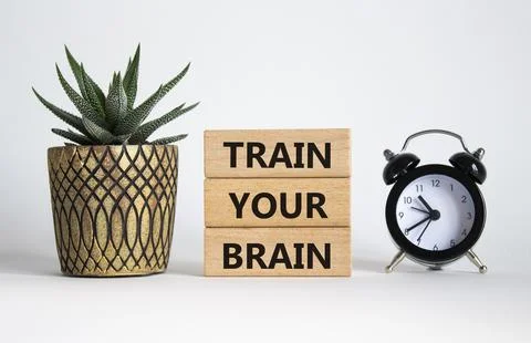 Train Your Brain symbol. Concept words Train Your Brain on wooden blocks. B.. Stock Photos