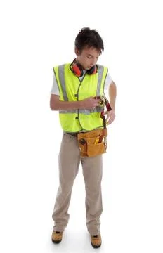 Trainee apprentice builder hanyman Trainee apprentice builder carpenter ha... Stock Photos