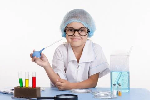 Trainee in chemistry class Stock Photos