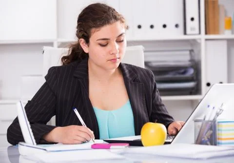 Trainee is having productive day at work Stock Photos
