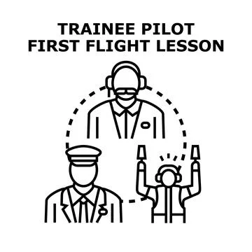 Trainee pilot first flight lesson concept vector Illustrazione stock