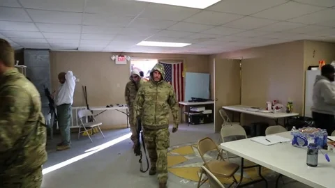 Trainees Enter Dining Hall at end of Exercise Stock Footage 70561678