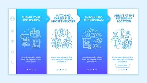 Traineeship abroad strategy onboarding vector template Stock Illustration