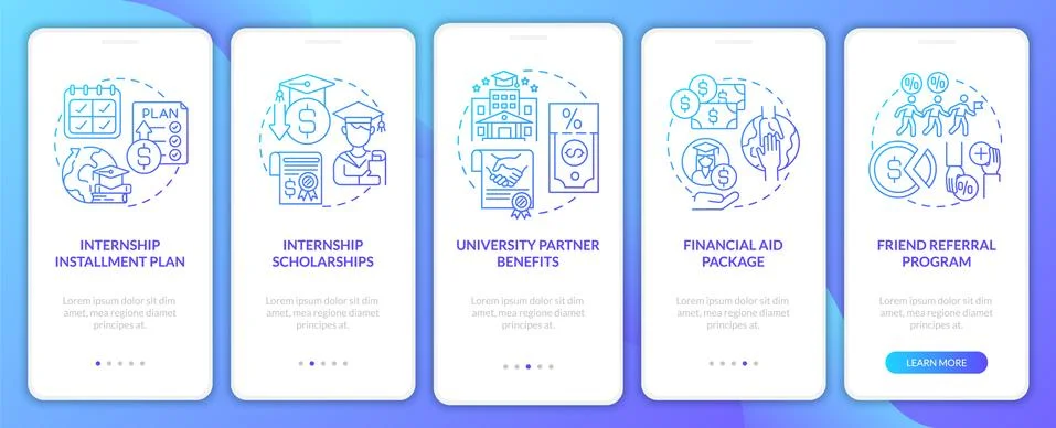 Traineeship program financing onboarding mobile app page screen 스톡 일러스트