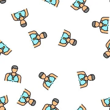 Trainer athlete man vector seamless pattern Stock Illustration