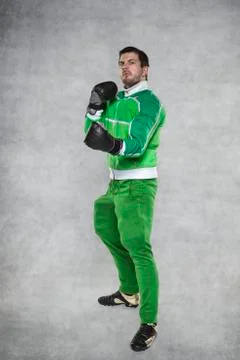 Trainer in boxing gloves Stock Photos