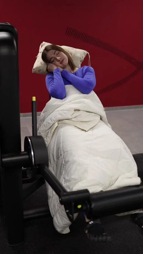 Trainer sleeps but keeps training in her sleep Stock Footage 328253808