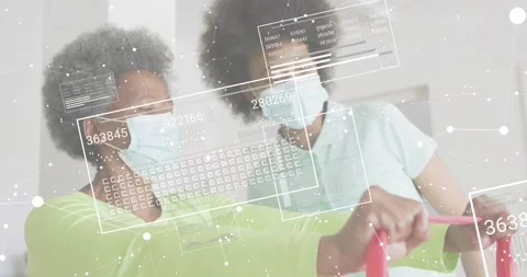 Trainer tapping triggers health data displays senior woman gripping band coach Video stock 318626575