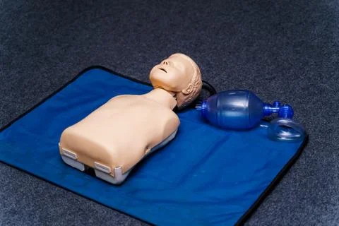 Training activities on first aid methods to let people know CPR. Stock Photos