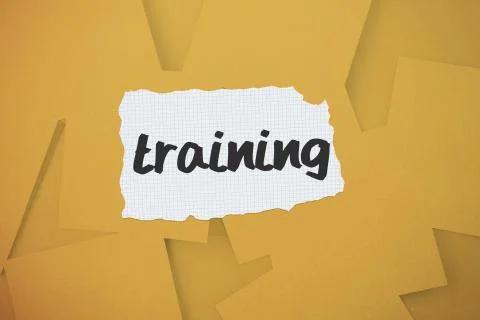 Training against digitally generated orange paper strewn Illustrazione stock