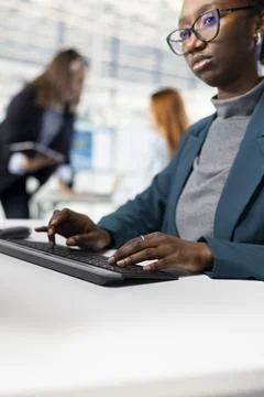 Training AI model, RD and close up of software developer in microchip factory Stock Photos