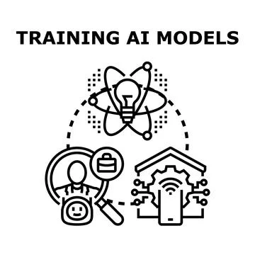 Training ai models developing artificial intelligence solutions Stock Illustration