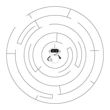 Training AI through problem solving line illustration concept Stock Illustration