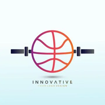Training and basketball skill development. Fitness logo design. Dumbbell icon Stock Illustration