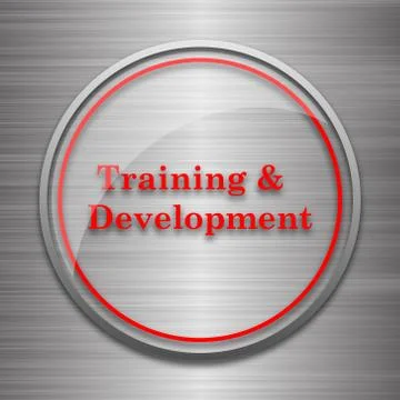 Training and development icon. Internet button on metallic background.. Stock Illustration