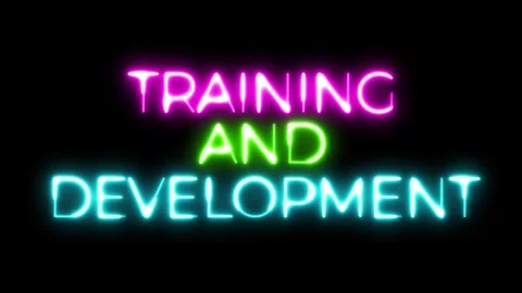 Training and Development Neon Text Animation Stock Footage 318339334