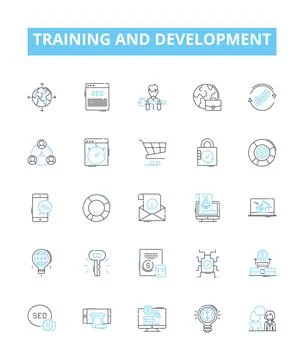 Training and development vector line icons set. Training, Development, Learning 스톡 일러스트