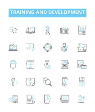 Training and development vector line icons set. Training, Development, Learning 스톡 일러스트
