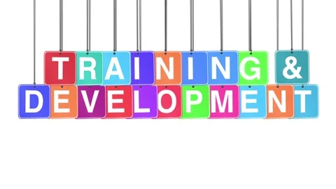 Training and Development Word or Text Hang and Bouncing Animation Stock Footage 302030669