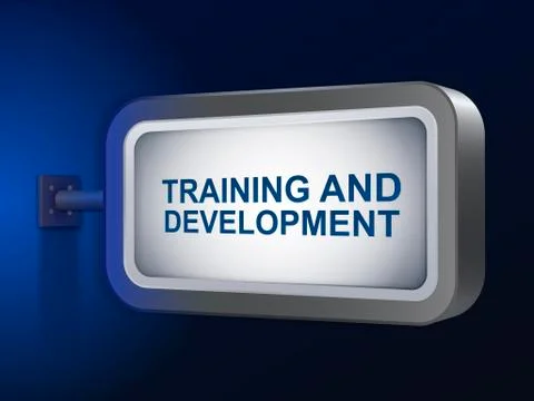 Training and development words on billboard Illustrazione stock