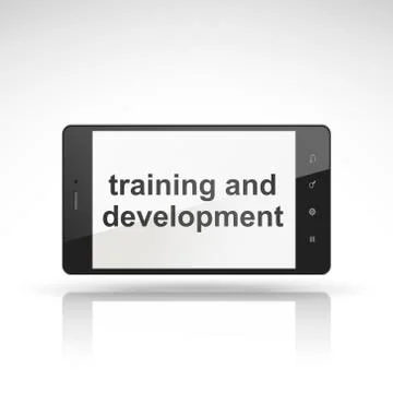 Training and development words on mobile phone Stock Illustration