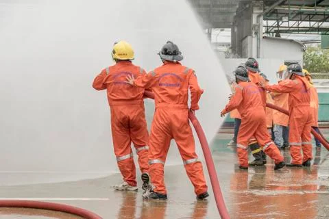 Training and practice fire prevention plans, LPG gas storage, Aug. 29, 2018. Foto stock