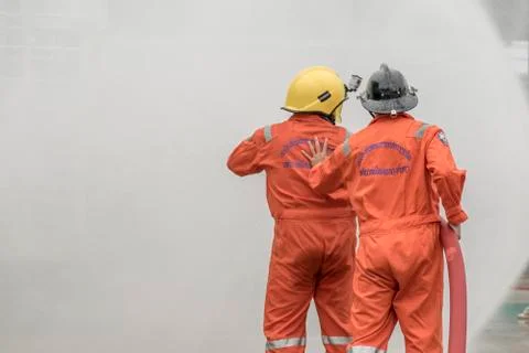 Training and practice fire prevention plans, LPG gas storage, Aug. 29, 2018. Foto stock