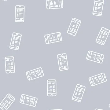 Training app smartphone line vector seamless pattern Stock Illustration