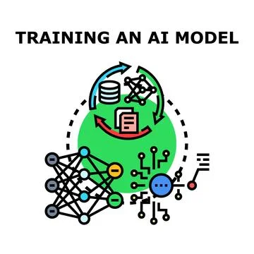 Training artificial intelligence model concept for machine learning science Illustrazione stock