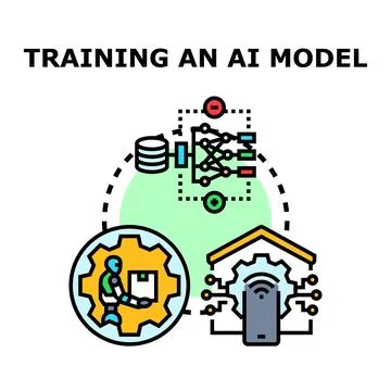 Training artificial intelligence model for machine learning process Stock Illustration