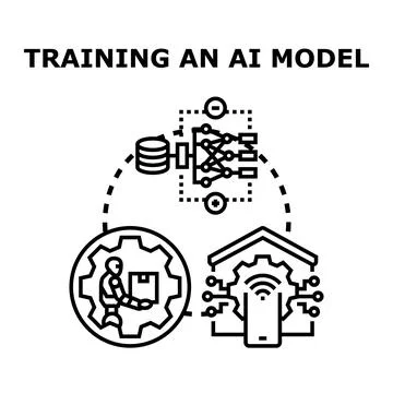 Training artificial intelligence model for machine learning process Illustrazione stock