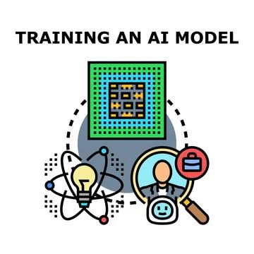 Training artificial intelligence model for machine learning development Stockillustratie