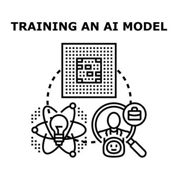 Training artificial intelligence model for machine learning development Stock Illustration