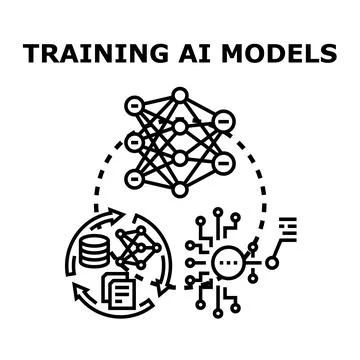 Training artificial intelligence models with data processing cycle Stock Illustration