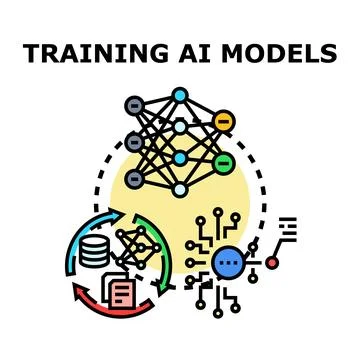 Training artificial intelligence models with data processing cycle Stock Illustration