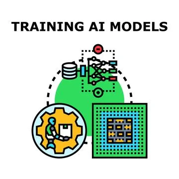 Training artificial intelligence models with data and computing power Stockillustratie