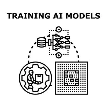 Training artificial intelligence models with data and computing power Stock Illustration