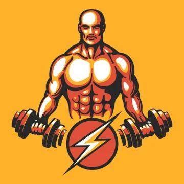 Training bodybuilder emblem Stock Illustration