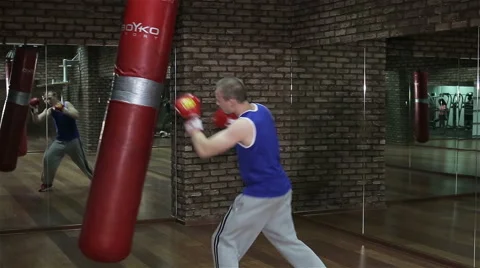 Training a boxer at the gym Stock Footage 67483861