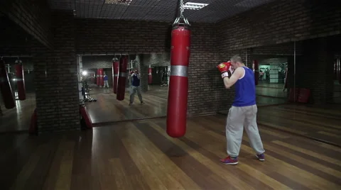 Training a boxer at the gym Stock Footage 67497982