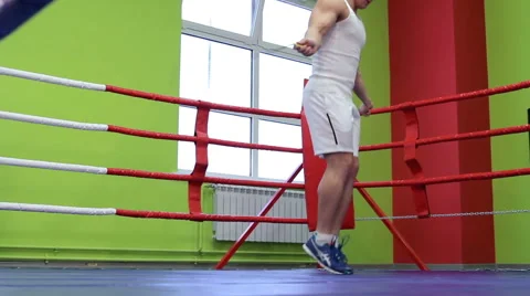 Training boxer with rope Stock Footage 58055519