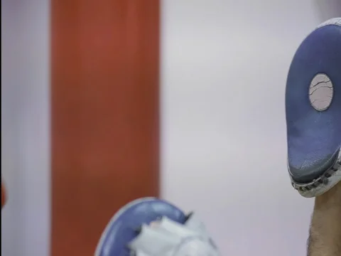 Training in Boxing, close-up blows Stock Footage 74295409