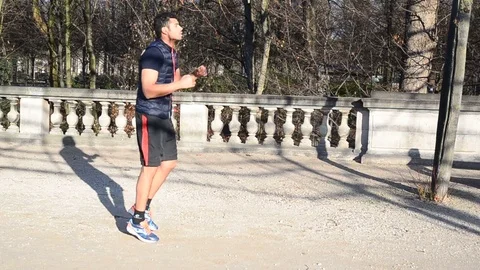 Training In Boxing In The Royal Park of Brussels Stock Footage 70694560