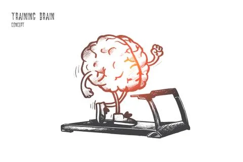 Training brain concept. Hand drawn isolated vector. Stock Illustration