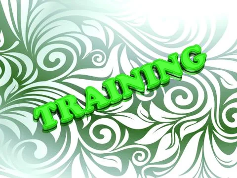TRAINING- bright color letters on nice green ornament background Stock Illustration