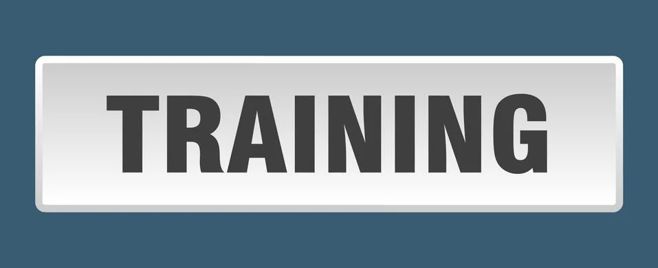 Training button. training square white push button Stockillustratie